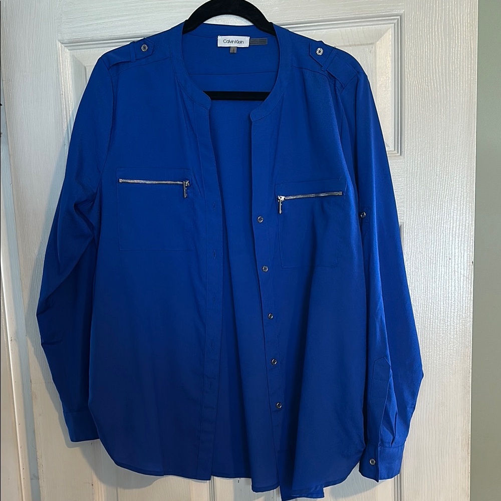 Calvin Klein Blue Button-Up Shirt